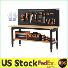 🔝60x22in Adjustable Height Workbench 2000LBS Heavy-Duty Work Bench Table Garage picture