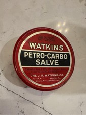 Vintage Watkins Tin Petro Carbo Salve Collectible Advertising Piece picture