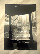 Vintage Black & White Streetcar Photo, View From Inside on City Street picture