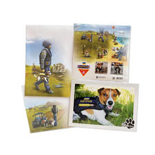 Ukraine Stamp Set – Patron the Dog Minesweeper – Sheet + Postcard + Envelopes picture