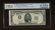 DBR 1950-A $5 FRN Boston Fr. 1962-A PCGS-B 63 PPQ Serial A62025248A picture