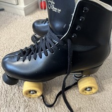 Vintage Sonja Browne Canada Black Leather Quad Roller Skates picture