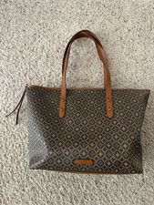 Fossil Sydney Shopper Tote Brown Signature Coated Canvas Zip Top Shoulder Bag picture