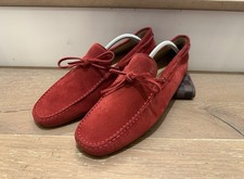Tod's Men's Red Suede Leather Gommino Driving Moccasins Loafers Size 9.5 picture