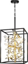 Modern Black and Gold Lantern Chandelier, 4-Light Rustic Pendant Light picture