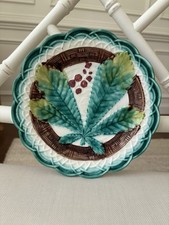 Antique (1800s) German Majolica Chestnut Leaf Plate picture