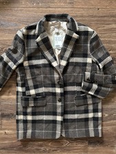 NWT H&M Oversized Plaid Wool Blend Blazer M picture