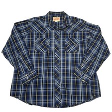 VTG  Wrangler Western Mens XL Long Sleeve Shirt Pearl Snap Sawtooth Plaid picture