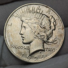 1924 P Peace Silver Dollar $1 Philadelphia Mint US Silver Coin XF EF Det P24Cex picture
