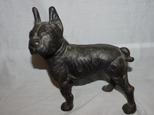 Antique rare LEFT facing large 9 lb Hubley Boston Terrier CAST IRON DOG DOORSTOP picture