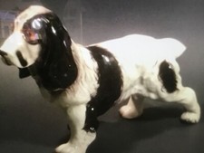 Vintage Majolica Springer Spaniel Dog Figurine Japan c.1950s picture
