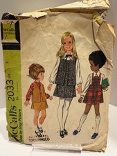 VTG 1969 McCall's 2033 Girls Jumper Skirt Vest Blouse Pattern Size 5 Cut Mod 60s picture