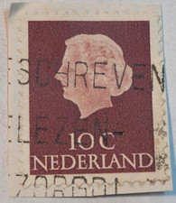 Netherlands Postage ~ Queen Juliana ~ Brown 10₵ Stamp ~Used/Posted ~1953 ~ N41 picture