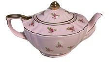 Vintage Sadler Pale Pink Chintz Teapot Roses #2353 Gold Trim Made in England picture