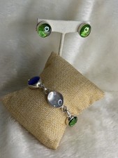 HTF Vintage Silpada Sterling Silver Glass Set - Bracelet B0797 & Earrings P0798 picture