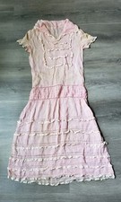 VTG 20s Pink Flapper Dress Drop Waist Sz XXS? Study Upcycle Craft STAINS DAMAGE picture