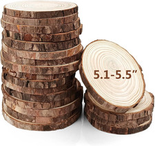 20Pcs Large Unfinished Wood Slices for Centerpieces,5.1-5.5Inch Wood Circle picture