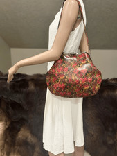 Original Design Floral Print  Cowhide Leather Handmade Metal Frame Slouchy Bag picture