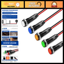 5PCS 8mm LED Metal Indicator Light 110V 120V 125V Waterproof IP67 - Bright Signa picture