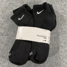 Nike Everyday Plus Quarter Ankle Socks 6 Pair Black Dri-FIT Large M 8-12 picture