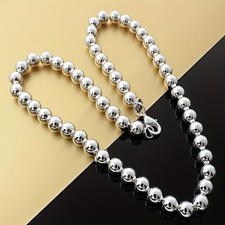 1Pcs Women's 925 Sterling Silver 8mm Hollow Balls Beads 20