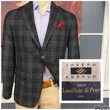 Joseph Abboud Blazer Sport Coat Mens 40R Modern Fit Wool Flannel Gray/Black picture