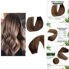 Valiilo Sew in Weft Hair Extensions Human Hair 22 inch Blonde Highlights Brown picture