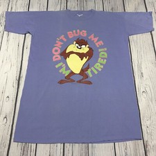 Vintage Looney Tunes Taz Purple 1997 One Size Don’t Bug Me I’m Tired T Shirt picture