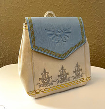 Danielle Nicole Zelda Small Backpack White/Light Blue Embroidered Gold Hardware picture