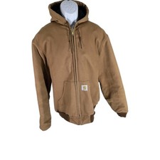 CARHARTT Duck Canvas Work Jacket Mens XL Hooded Vintage Quilt Lined picture