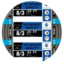 8/3 NM-B Non-Metallic Sheathed Cable Stranded Wire Equivalent to Romex (25 Ft) picture