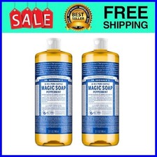 Dr. Bronner's Peppermint Pure-Castile Liquid Soap 32 oz 2-Pack Fast Ship USA picture
