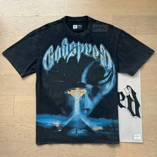 Mens Godspeed Skeleton Alien UFO print Cotton Short sleeved T-shirt picture