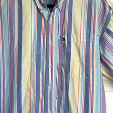 Vintage 90s Arizona Jean Company Men’s L Striped Shirt Cotton Haiti 1117 picture