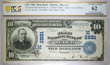 1902 Mexico, MO First National Bank of Mexico $10 Date Back PCGS Banknote 62 picture