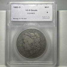1883-O $1 Morgan Silver Dollar SEGS VG-8 Details Cleaned Business Strike picture