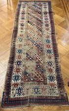Antique 19thC Caucasian Gendje Kazak Wool Runner Distressed Bohemian 114”x40” picture