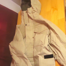Burton Men's Beige Ski/Snowboard Jacket L Hooded Full Zip Zipped Pockets picture