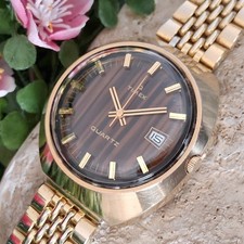 Serviced 1972 Timex Time Machine Q Quartz Electric Men's Vintage Watch Tiger Eye picture