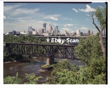 Original 4x5 Photo Negative Minneapolis Skyline Mississippi River 1980-90’s picture