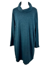 New Pure Jill J. Jill Dark Green Cowl Neck Knit Tunic Dress Sz  Medium Lagenlook picture