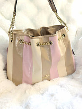 NWT Coach Evelyn Striped Shoulder Bag Taupe/Pink/Beige Zip Gold CDW41 picture