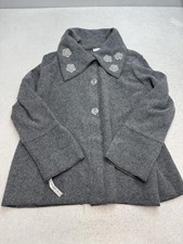 Pendleton Plus Pea Coat Womens 3X Gray Lambswool Snap Front Floral Collar picture