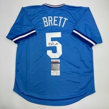 Autographed/Signed George Brett Kansas City Blue Baseball Jersey JSA COA picture
