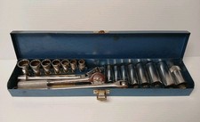 Vintage Penncraft 3/8 Drive SAE Socket Set Complete 20 Pc Made in USA  picture