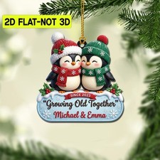 Personalized Growing Old Together Couple 2D Flat Acrylic Ornament picture