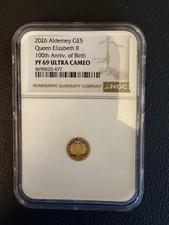 Alderney 2026 £5 .5 Gram Gold Queen Elizabeth II 100th Anniv Birth NGC PF69 UC picture