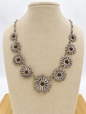Vintage Sterling Silver 925 Filigree Flower Link Bib Necklace Southwester 19.6g picture