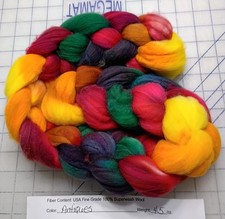 Fine Superwash Wool Top Roving Spinning Handpainted Dyed USA NWT Antiques picture
