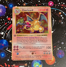 Pokemon Wizards of Coast Charizard 4/102 same pic on both sides METAL FAN ART picture